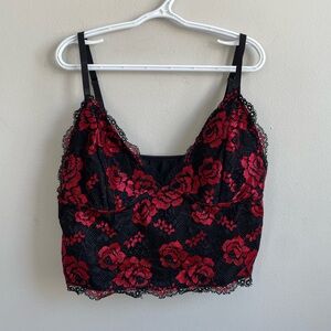 BLACK LACE CHEMISE CAMISOLE RES ROSES ADJUSTABLE STRETCH STRAPS SOLD BLACK BACK